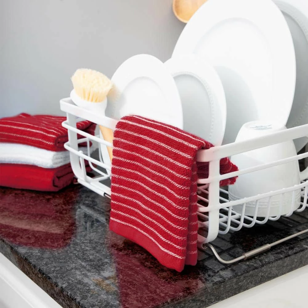 Red Cotton Terry Horizontal Stripe Bar Mop Kitchen Towel Set of 4 by RITZ 5 Red Cotton Terry Horizontal Stripe Bar Mop Kitchen Towel Set of 4 by RITZ - Image 3