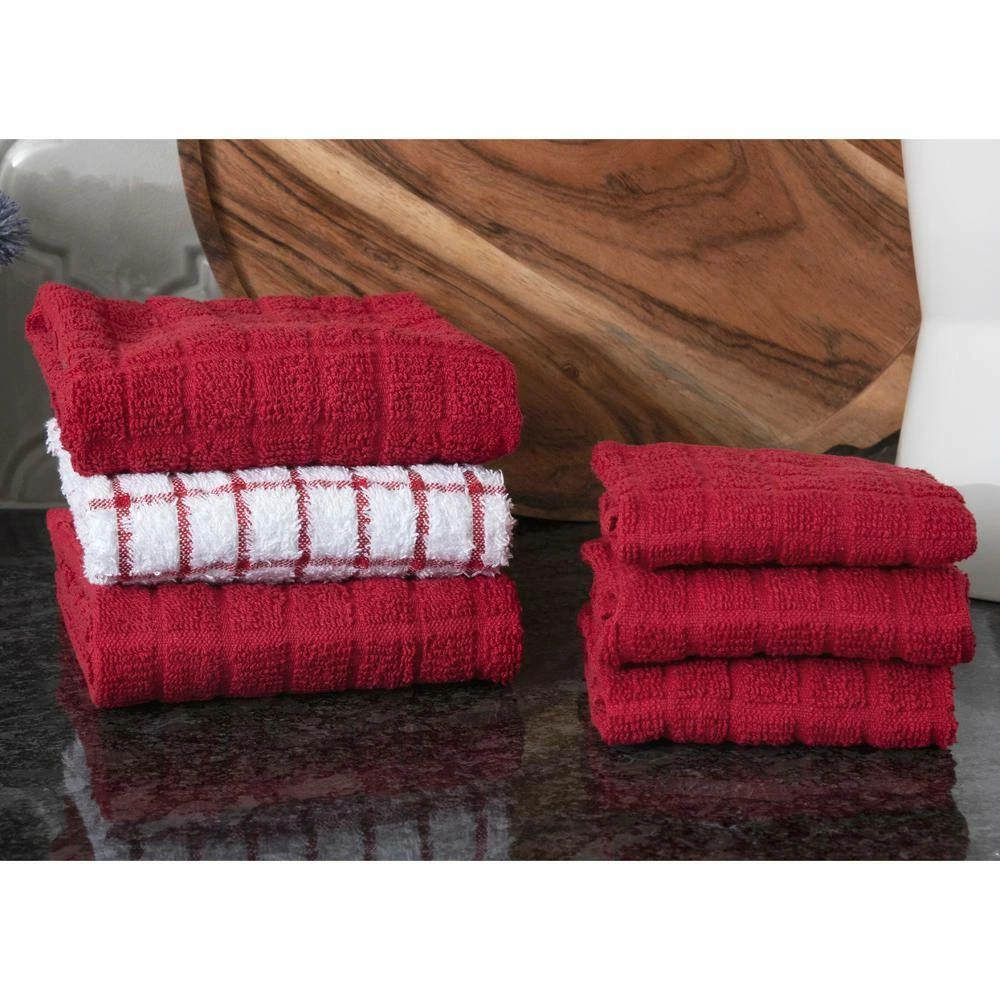 Terry Plaid Cotton Kitchen Towel and Dish Cloth Paprika Set of 3-Towels and 3-Dish Cloths by RITZ 6 Terry Plaid Cotton Kitchen Towel and Dish Cloth Paprika Set of 3-Towels and 3-Dish Cloths by RITZ - Image 4