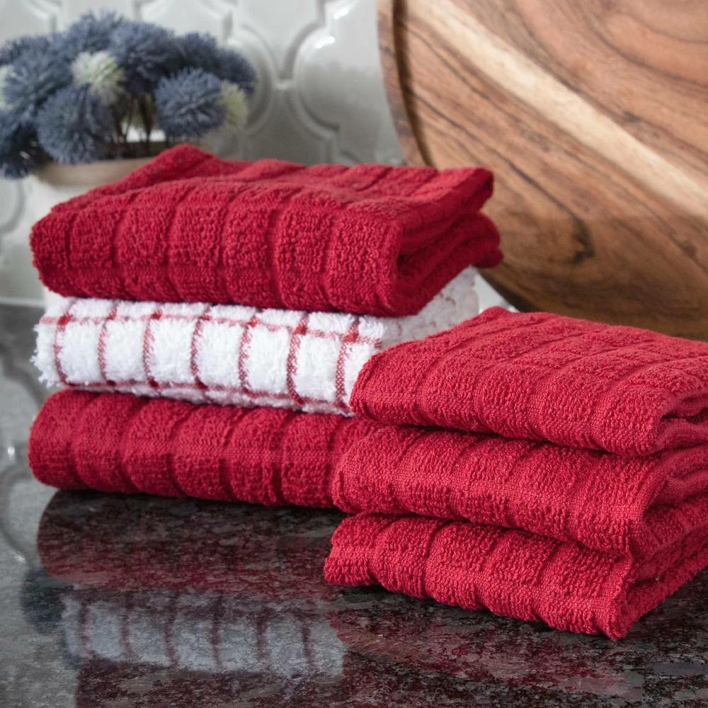 Terry Plaid Cotton Kitchen Towel and Dish Cloth Paprika Set of 3-Towels and 3-Dish Cloths by RITZ 7 Terry Plaid Cotton Kitchen Towel and Dish Cloth Paprika Set of 3-Towels and 3-Dish Cloths by RITZ - Image 5