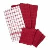 Terry Plaid Cotton Kitchen Towel and Dish Cloth Paprika Set of 3-Towels and 3-Dish Cloths by RITZ