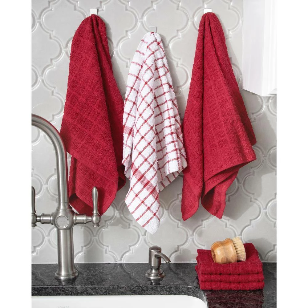 Terry Plaid Cotton Kitchen Towel and Dish Cloth Paprika Set of 3-Towels and 3-Dish Cloths by RITZ 4 Terry Plaid Cotton Kitchen Towel and Dish Cloth Paprika Set of 3-Towels and 3-Dish Cloths by RITZ - Image 2