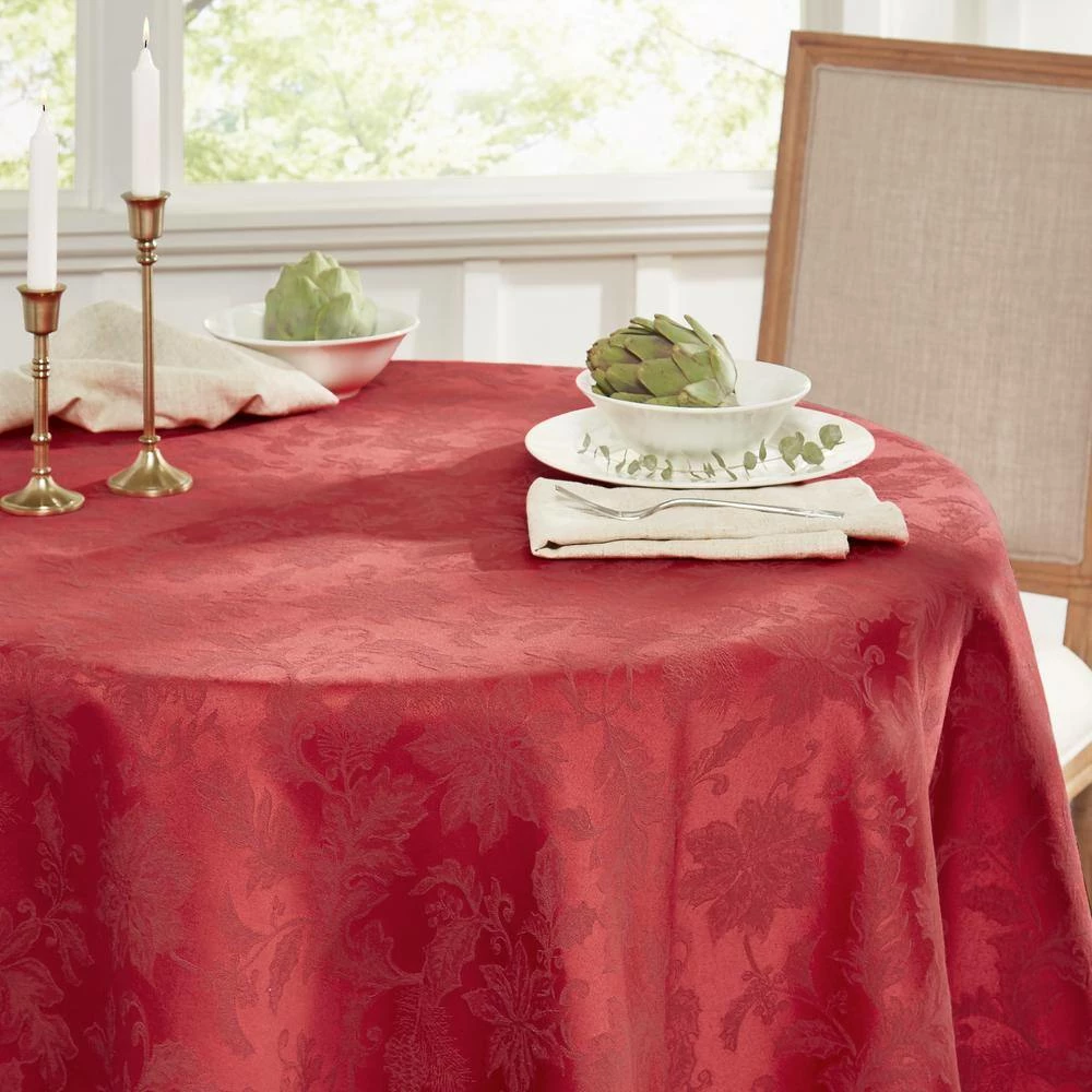Holiday 70 in. W x 70 in. L Red Damask Cotton Blend Tablecloth by TOWN & COUNTRY LIVING 4 Holiday 70 in. W x 70 in. L Red Damask Cotton Blend Tablecloth by TOWN & COUNTRY LIVING - Image 2