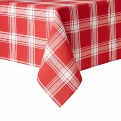 Buffalo Check 160 in. W x 60 in. L Red/White Checkered Cotton Blend Tablecloth