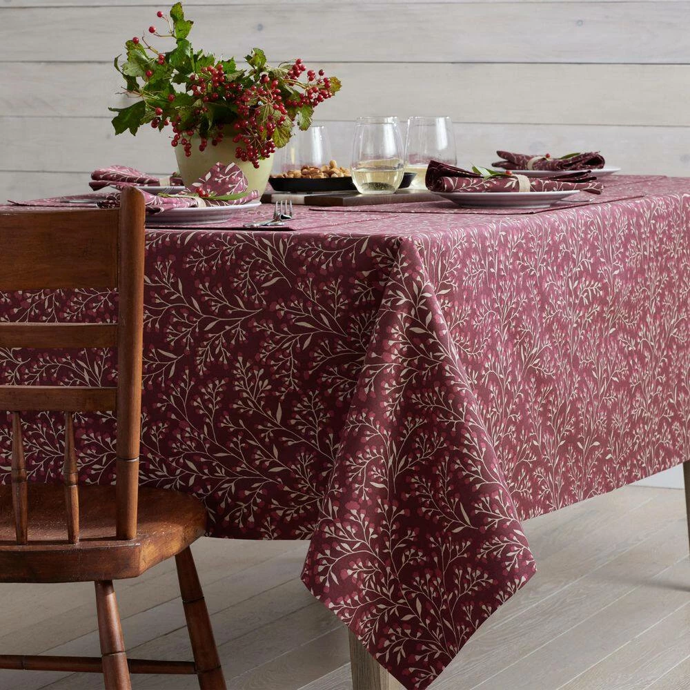 Holiday Floral Vine 20 in. x 20 in. Red Cotton Napkins (Set of 4) by The Company Store 6 Holiday Floral Vine 20 in. x 20 in. Red Cotton Napkins (Set of 4) by The Company Store - Image 4