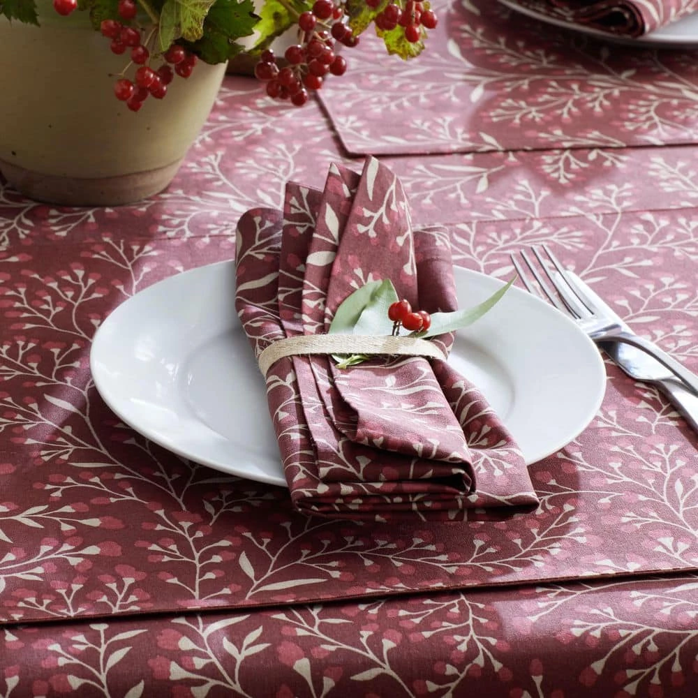 Holiday Floral Vine 20 in. x 20 in. Red Cotton Napkins (Set of 4) by The Company Store 4 Holiday Floral Vine 20 in. x 20 in. Red Cotton Napkins (Set of 4) by The Company Store - Image 2