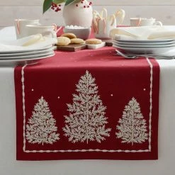 Legends Luxury Holiday Evergreen Trees 16 in. x 90 in. Red Table Runner by The Company Store -Table Linens Shop reds pinks the company store table runners 83208d 16x90 red 40 1000