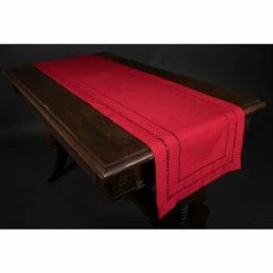 14 in. x 72 in. Handmade Double Hemstitch Easy Care Table Runner in Red by Xia Home Fashions