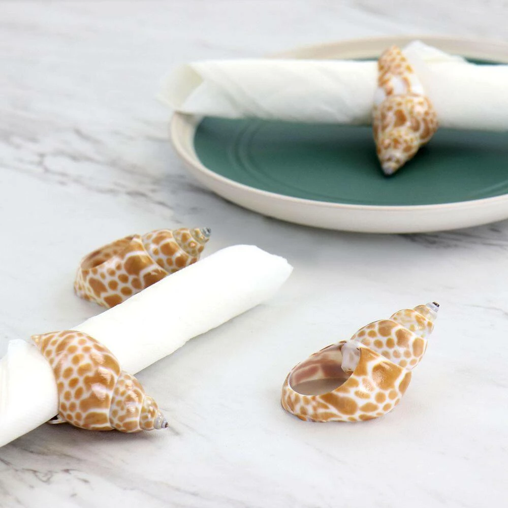 1.5 in. x 1 in. Tan Babylon Shell Napkin Rings (4-Piece) by POTTERY BARN 8 1.5 in. x 1 in. Tan Babylon Shell Napkin Rings (4-Piece) by POTTERY BARN - Image 6