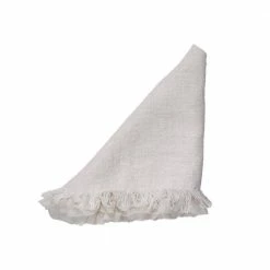 Whisper 20 in. W x 20 in. H Ivory Linen Solid Ruffled Napkins by Couture Dreams
