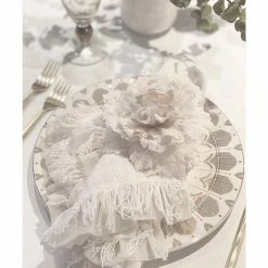 Whisper 20 in. W x 20 in. H Ivory Linen Solid Ruffled Napkins by Couture Dreams -Table Linens Shop whites couture dreams cloth napkins napkin rings w n i c3 1000