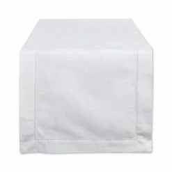 Off-White Hemstitch Cotton Table Runner by DII
