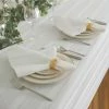 17 in. W x 17 in. L Denley Stripe Damask White Fabric Napkins (Set of 4) by Elrene