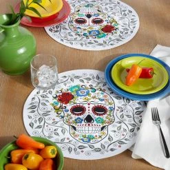 Skull & Vine 15 in. x 15 in. White Cotton Placemat (Set of 4) by Fiesta -Table Linens Shop whites fiesta placemats p4007229tnfi 978 40 1000