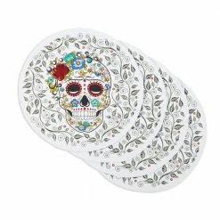 Skull & Vine 15 in. x 15 in. White Cotton Placemat (Set of 4) by Fiesta