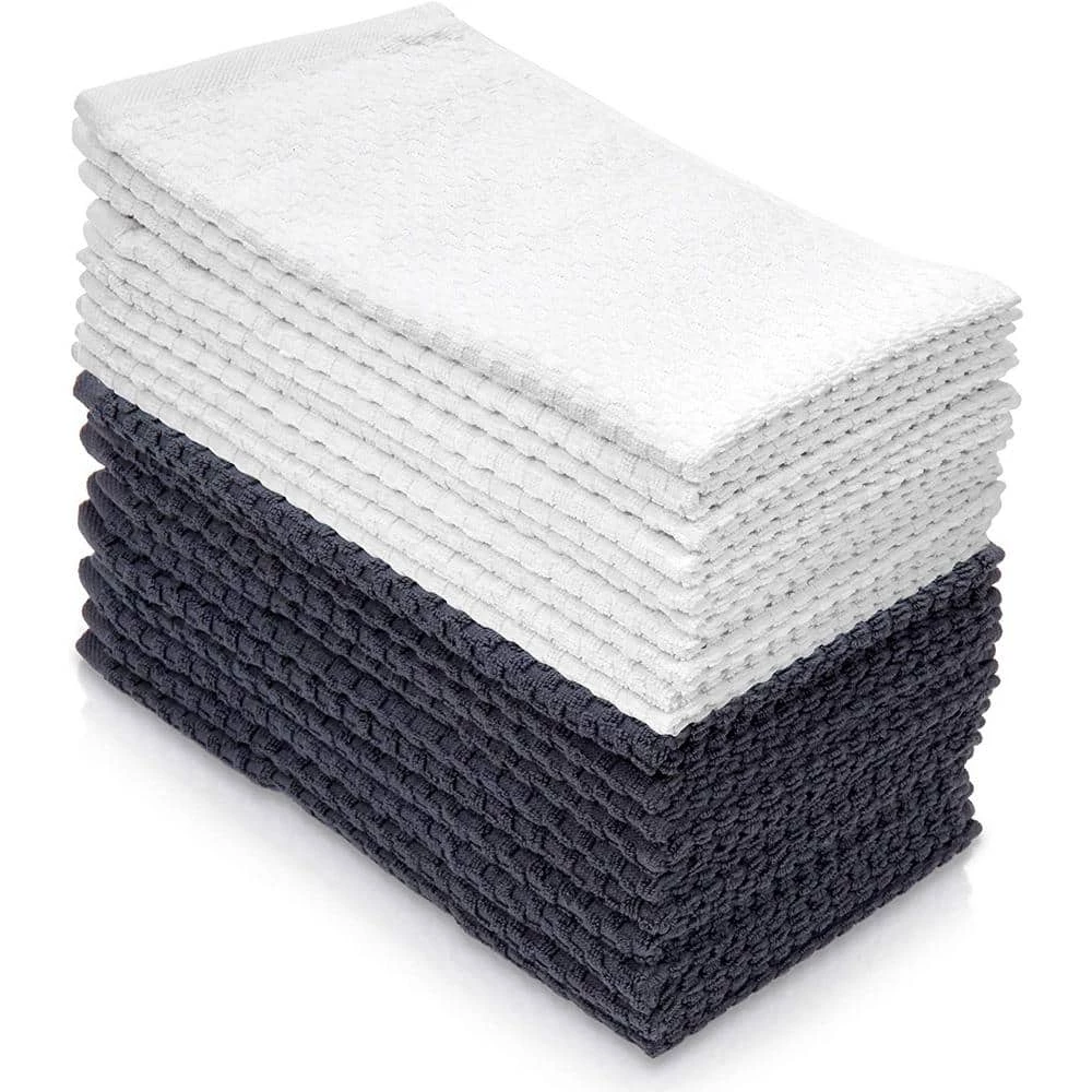Cotton Hand Towels, Solid Gray/White 10-Pack by THE CLEAN STORE 3 Cotton Hand Towels, Solid Gray/White 10-Pack by THE CLEAN STORE