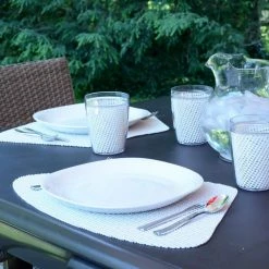 Fishnet 19 in. x 13 in. White PVC Covered Jute Wedge Placemat (Set of 6) by Kraftware -Table Linens Shop whites kraftware placemats 32749 31 1000