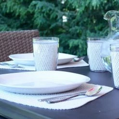 Fishnet 19 in. x 13 in. White PVC Covered Jute Wedge Placemat (Set of 6) by Kraftware -Table Linens Shop whites kraftware placemats 32749 4f 1000