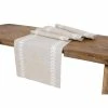 15 in. x 70 in. Cute Leaves Crewel Embroidered Table Runner, White/Natural by Manor Luxe