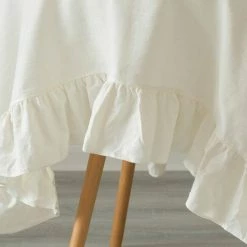 60 in. x 60 in. Square Whites Sold 100% Pure Linen Washable Tablecloth with Ruffle Trim by DEERLUX -Table Linens Shop whites tablecloths qi003988 6060 wt 44 1000