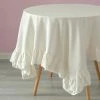 60 in. x 60 in. Square Whites Sold 100% Pure Linen Washable Tablecloth with Ruffle Trim by DEERLUX -Table Linens Shop whites tablecloths qi003988 6060 wt 64 1000