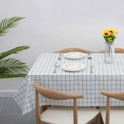 Raystar 60 in. x 84 in Black and White Plaid PEVA Tablecloth Vinyl Tablecloth Party Waterproof Oilproof Tablecloth by RAY STAR -Table Linens Shop whites tablecloths rtb020430597172 1 1f 1000