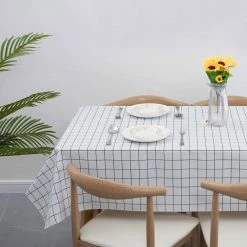 Raystar 60 in. x 84 in Black and White Plaid PEVA Tablecloth Vinyl Tablecloth Party Waterproof Oilproof Tablecloth by RAY STAR -Table Linens Shop whites tablecloths rtb020430597172 1 31 1000