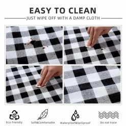 Raystar 60 in. x 84 in. Black and White Plaid PEVA Tablecloth Vinyl Tablecloth Party by RAY STAR -Table Linens Shop whites tablecloths rtb020430597172 76 1000