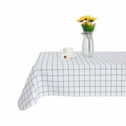 Raystar 60 in. x 84 in. Black and White Plaid PEVA Tablecloth Vinyl Tablecloth Party by RAY STAR -Table Linens Shop whites tablecloths rtb020430597172 c3 1000