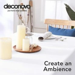 60 in. x 84 in. White Linen Faux-Fabric Rectangle Waterproof Tablecloth for Dining and Kitchen Table by Pro Space -Table Linens Shop whites tablecloths tbc6084w 4f 1000