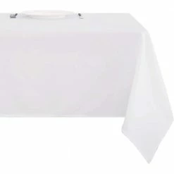 60 in. x 84 in. White Linen Faux-Fabric Rectangle Waterproof Tablecloth for Dining and Kitchen Table by Pro Space