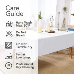 60 in. x 84 in. White Linen Faux-Fabric Rectangle Waterproof Tablecloth for Dining and Kitchen Table by Pro Space -Table Linens Shop whites tablecloths tbc6084w 76 1000