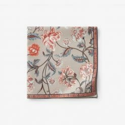 Autumn Garden Floral 20 in. W x 20 in. H Taupe Cotton Napkins (Set of 4) by The Company Store
