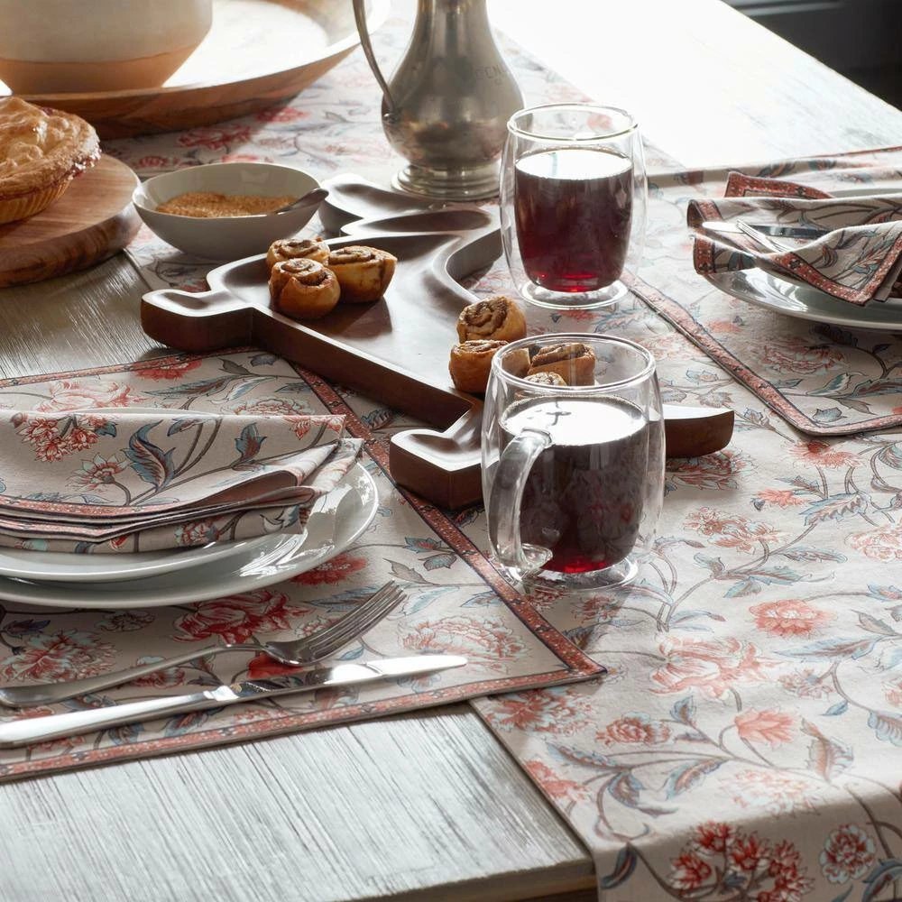 Autumn Garden Floral 20 in. W x 14 in. H Taupe Cotton Placemat (Set of 4) by The Company Store 4 Autumn Garden Floral 20 in. W x 14 in. H Taupe Cotton Placemat (Set of 4) by The Company Store - Image 2