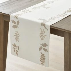Legends Luxury Holiday Reindeer 16 in. x 90 in. Ivory Table Runner by The Company Store