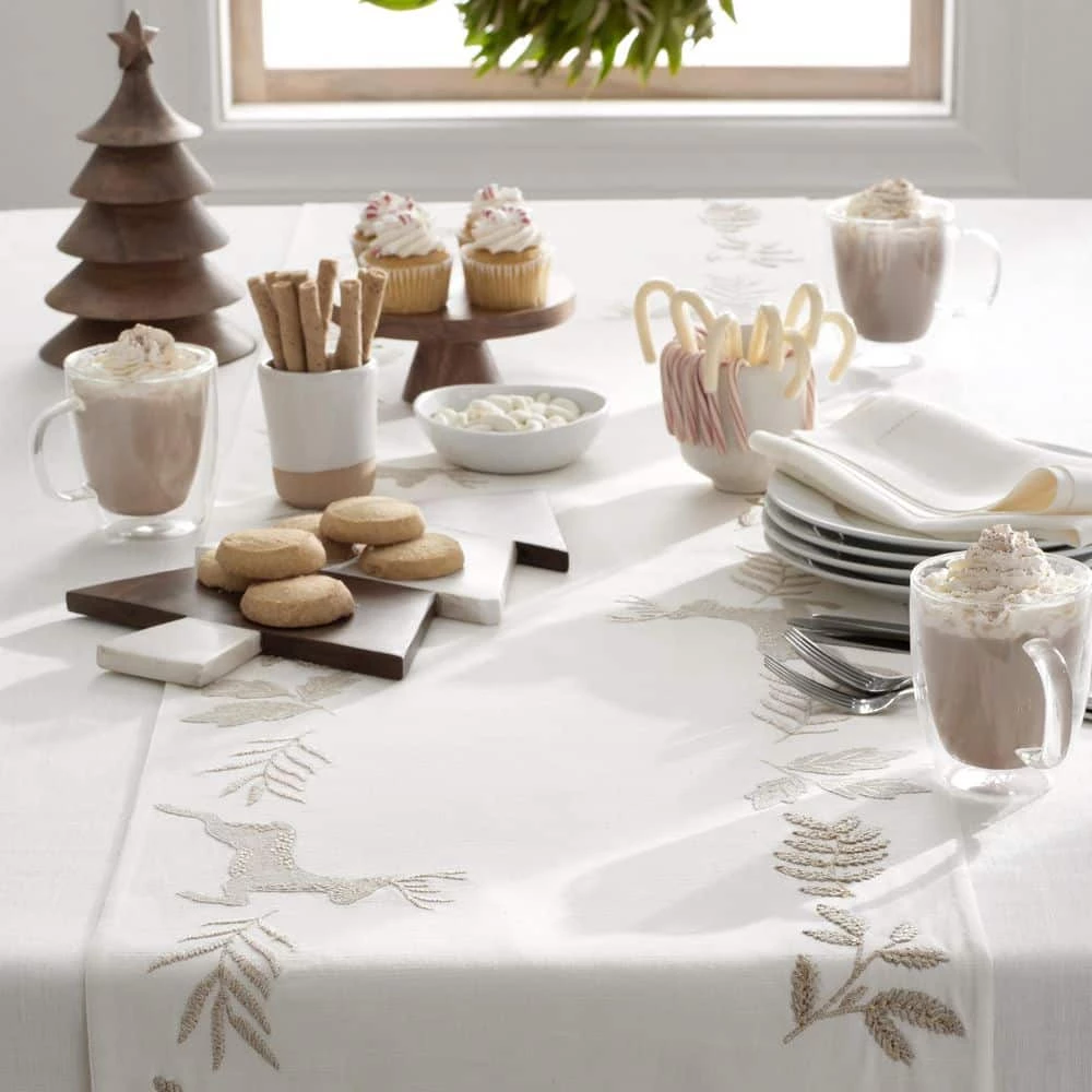 Legends Luxury Holiday Reindeer 16 in. x 90 in. Ivory Table Runner by The Company Store 4 Legends Luxury Holiday Reindeer 16 in. x 90 in. Ivory Table Runner by The Company Store - Image 2