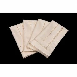 20 in. x 20 in. Handmade Double Hemstitch Easy Care Napkin in Ivory (4-Set) by Xia Home Fashions
