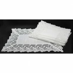 Garden Trellece Lace 14 in. x 20 in. White Trim Placemats (Set of 4) by Xia Home Fashions