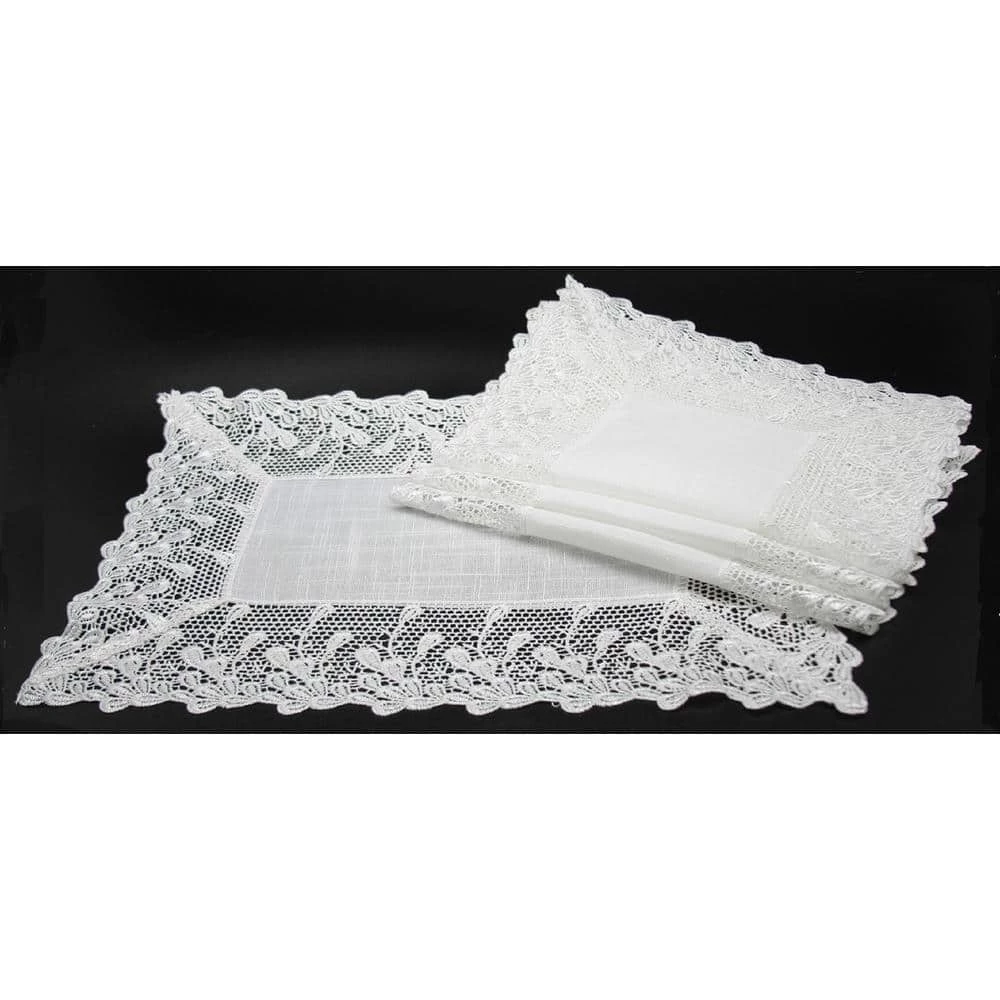 Garden Trellece Lace 14 in. x 20 in. White Trim Placemats (Set of 4) by Xia Home Fashions 3 Garden Trellece Lace 14 in. x 20 in. White Trim Placemats (Set of 4) by Xia Home Fashions