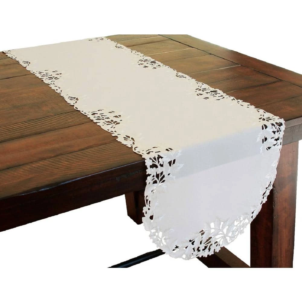 Arietta 15 in. x 72 in. White Embroidered Cutwork Table Runner by Xia Home Fashions 3 Arietta 15 in. x 72 in. White Embroidered Cutwork Table Runner by Xia Home Fashions