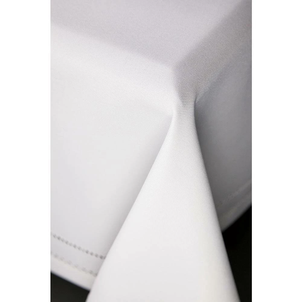 65 in. x 140 in. White Double Hemstitch Easy Care Tablecloth by Xia Home Fashions 5 65 in. x 140 in. White Double Hemstitch Easy Care Tablecloth by Xia Home Fashions - Image 3
