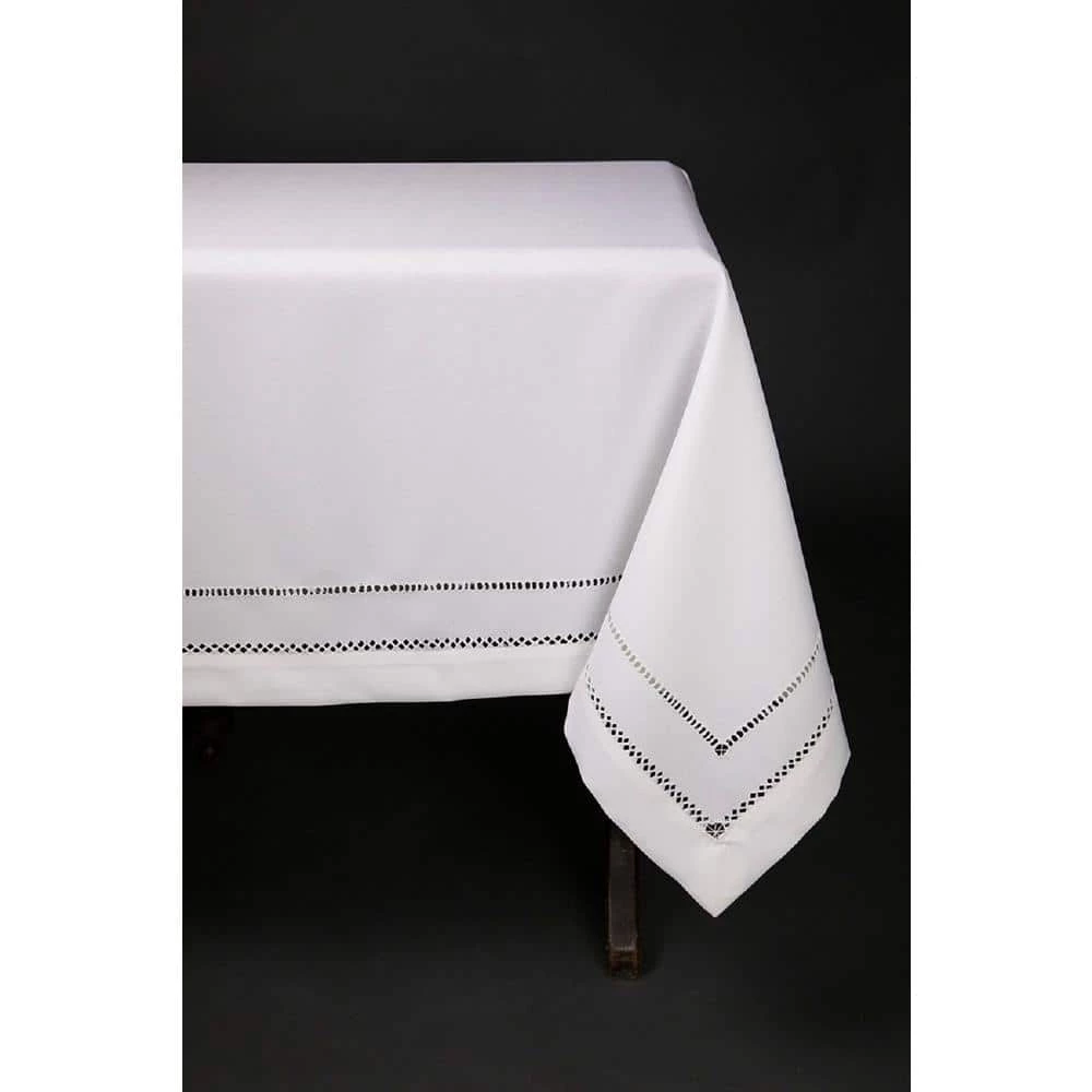65 in. x 140 in. White Double Hemstitch Easy Care Tablecloth by Xia Home Fashions 3 65 in. x 140 in. White Double Hemstitch Easy Care Tablecloth by Xia Home Fashions