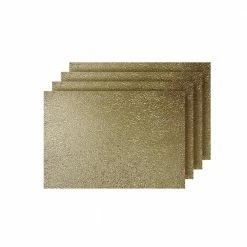 Lacey Gold Metallic Scribble Design Rectangle Placemats (Set of 4) by Dainty Home