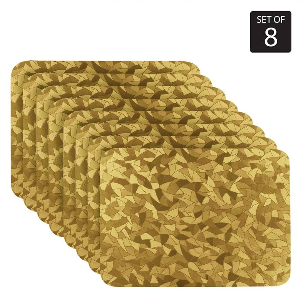 Metallic Leaf 18 in. x 12 in. Yellows/Golds Vinyl Placemats (Set of 8) by Dainty Home 3 Metallic Leaf 18 in. x 12 in. Yellows/Golds Vinyl Placemats (Set of 8) by Dainty Home