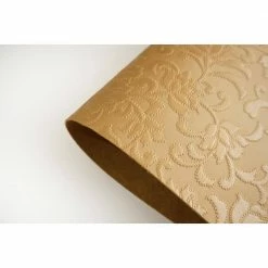Susan Faux Leather Textured Damask Embossed Designed 12 in. x 18 in. Gold Rectangle Placemat (Set of 8) by Dainty Home -Table Linens Shop yellows golds dainty home placemats 8suspmgo 4f 1000