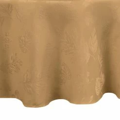 70 in. Round Gold Elegant Woven Leaves Jacquard Damask Tablecloth by Elrene