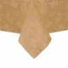 60 in. W x 84 in. L Gold Elegant Woven Leaves Jacquard Damask Tablecloth by Elrene