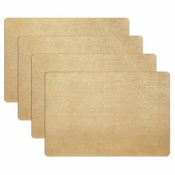 18 in. x 12 in. Gold Vinyl Placemats (Set of 4) by Hillstry