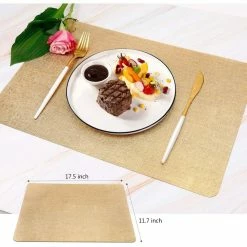18 in. x 12 in. Gold Vinyl Placemats (Set of 4) by Hillstry -Table Linens Shop yellows golds hillstry placemats wf cdj4 1 fa 1000