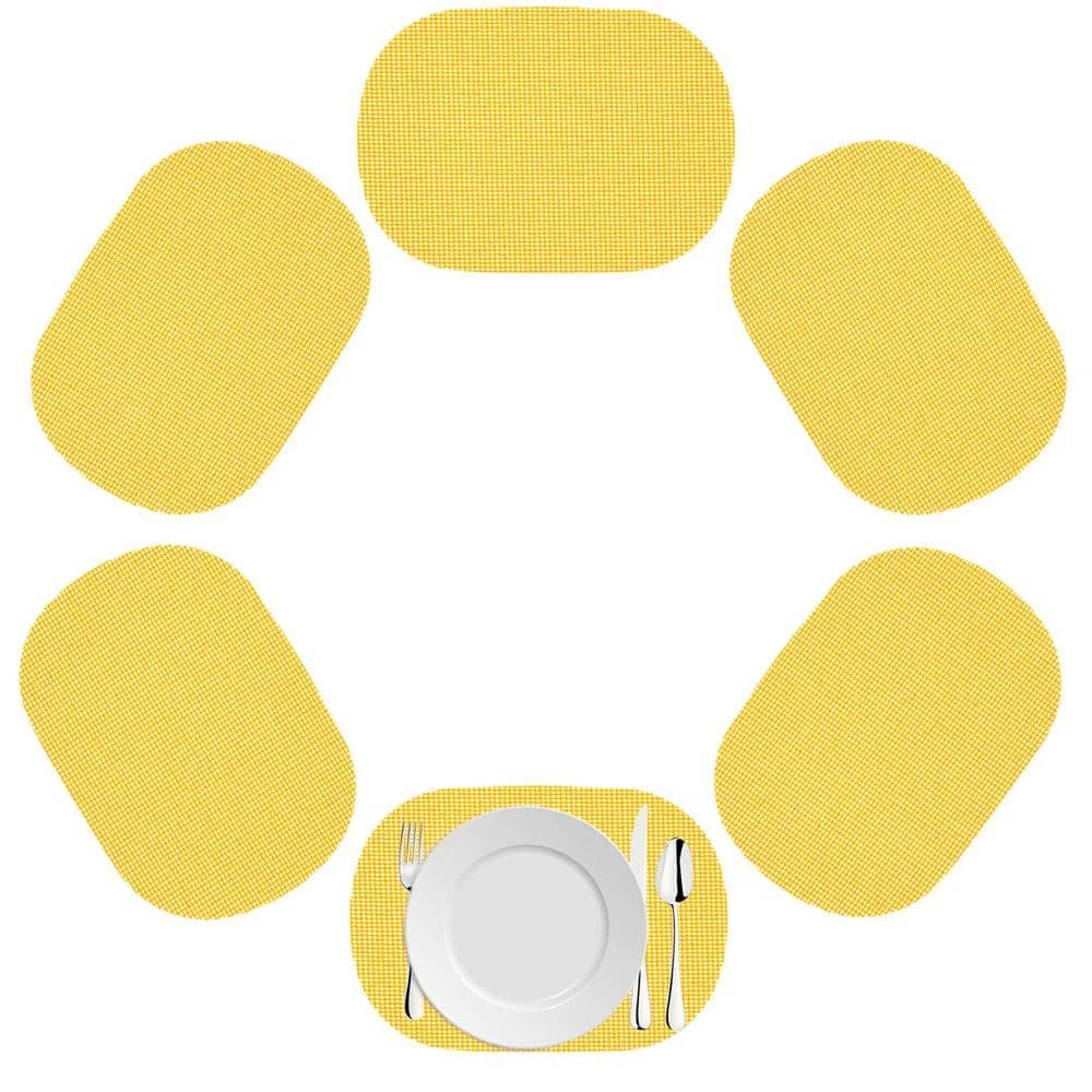 Fishnet 17 in. x 12 in. Golden PVC Covered Jute Oval Placemat (Set of 6) by Kraftware 4 Fishnet 17 in. x 12 in. Golden PVC Covered Jute Oval Placemat (Set of 6) by Kraftware - Image 2