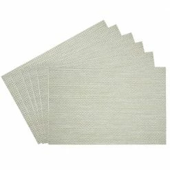 EveryTable 18 in. x 12 in. Golden Threads and Gray PVC Placemat (Set of 6) by Kraftware